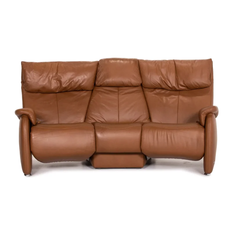 Himolla Trapez Leder Sofa Braun Dreisitzer Funktion Relaxfunktion Couch Heimkino #14454
