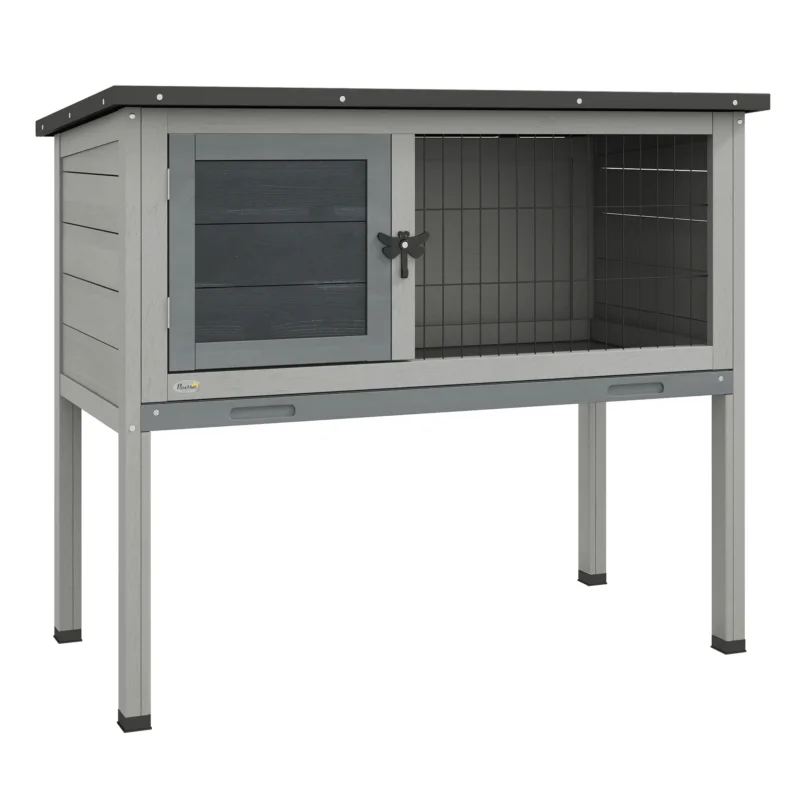 easycomfort easycomfort conigliera rialzata in legno da esterni con tetto apribile e vassoio estraibile 84x43x70cm grigio