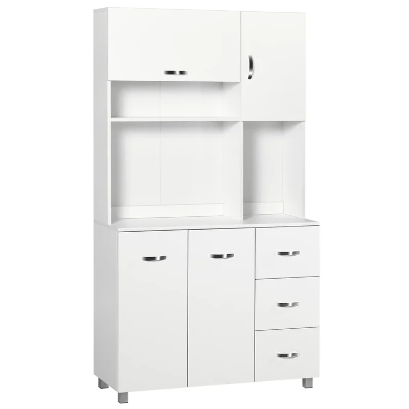 easycomfort easycomfort credenza da cucina moderna con cassetti armadietti e ripiani aperti 100x39 5x183 5cm bianco