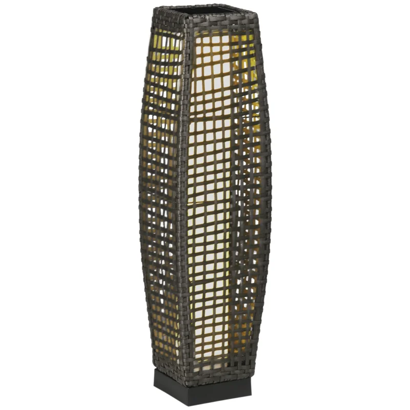 easycomfort easycomfort lampada solare da giardino con pannello di ricarica in acciaio e rattan 21x21x78 cm nero e grigio