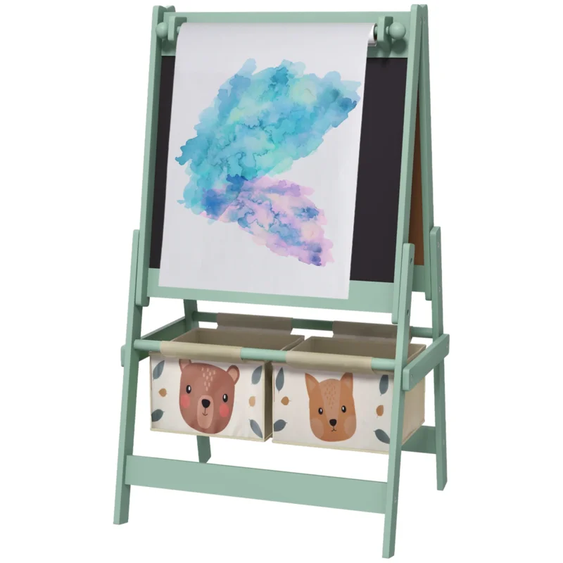 easycomfort easycomfort lavagna per bambini con cavalletto 3 in 1 e 2 contenitori eta 3 8 anni 54x46 5x93cm verde