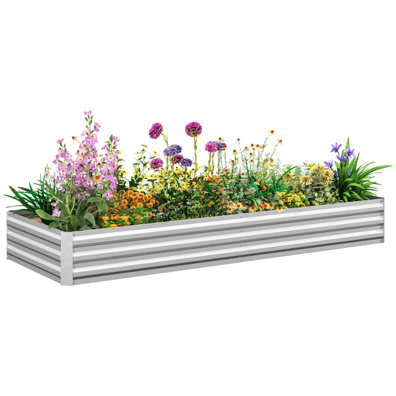 easycomfort easycomfort letto per orto rialzato in metallo da esterno per fiori e ortaggi 241x905x30 cm argento