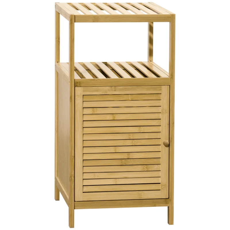 easycomfort easycomfort mobiletto bagno in bambu a doghe con armadietto a unanta 33x36 5x67cm colore legno naturale