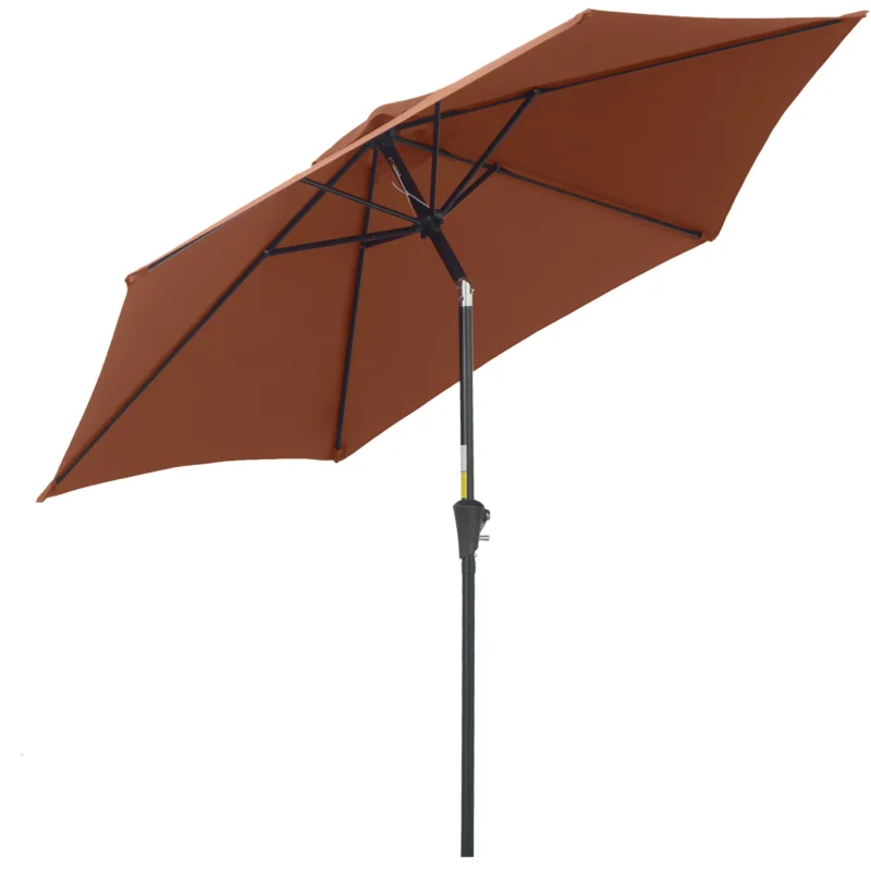 easycomfort easycomfort ombrellone da giardino inclinabile con manovella in alluminio metallo e poliestere 260x235 cm nero e caffe