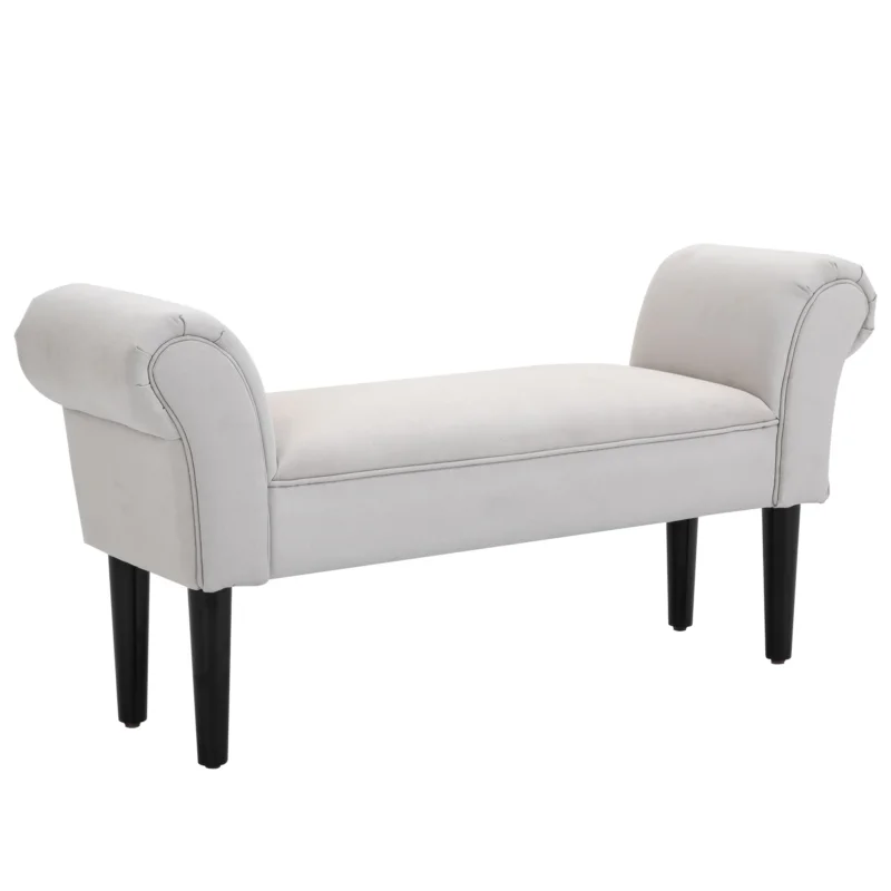 easycomfort easycomfort panca fondo letto con braccioli arrotolati panca imbottita per camera da letto grigio 102x36x51cm ean 8054144135427