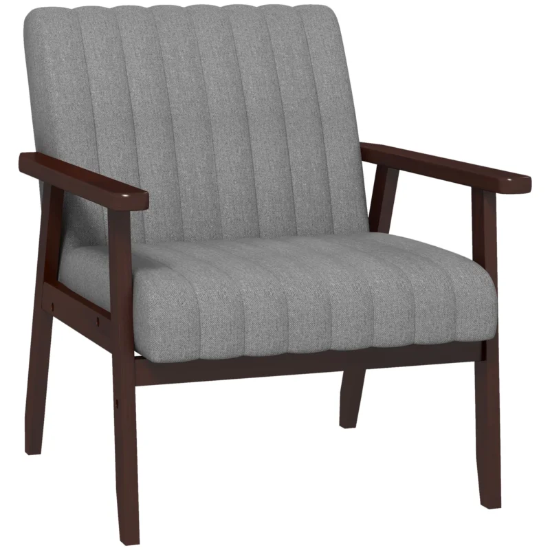 easycomfort easycomfort poltroncina da camera moderna imbottita in tessuto e legno con cuciture tubolari grigio