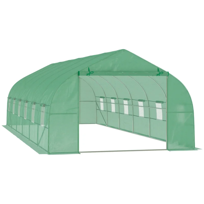easycomfort easycomfort serra da giardino a tunnel 8x3x2m in pe e acciaio con porta avvolgibile e finestre verde