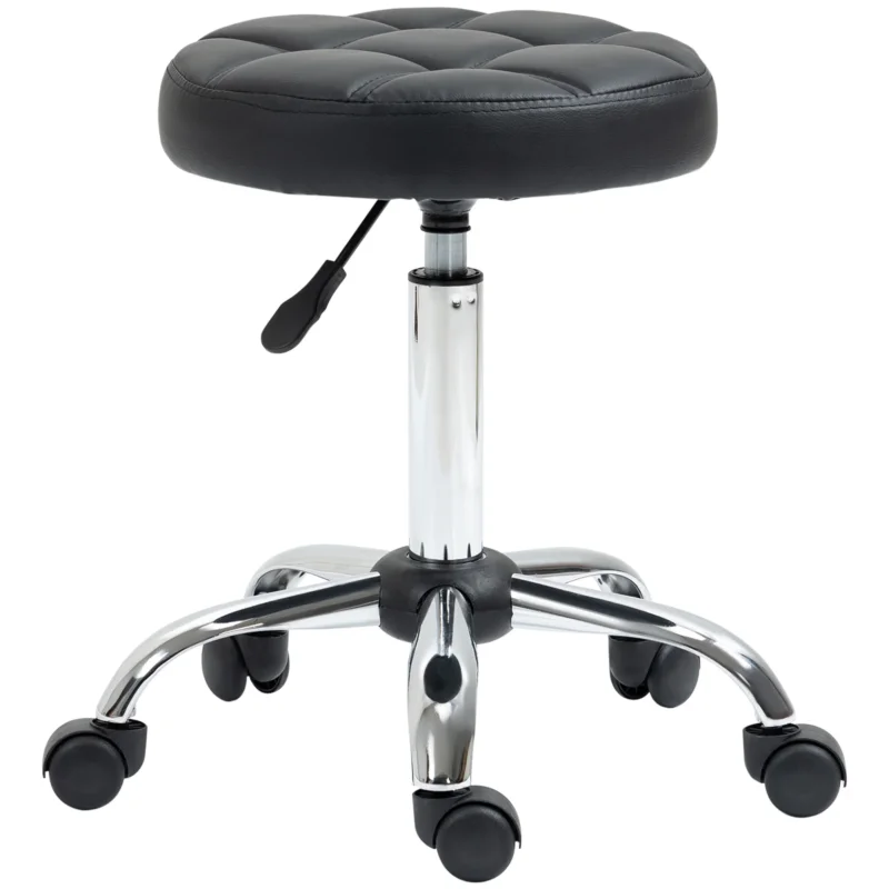 easycomfort easycomfort sgabello girevole rotondo con ruote altezza regolabile e rivestimento in finta pelle nero