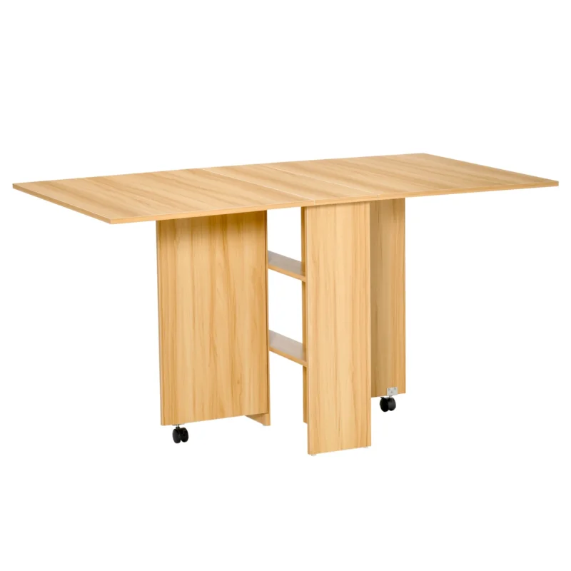 easycomfort easycomfort tavolo da pranzo pieghevole tavolo a ribalta per 4 6 persone tavolo da cucina salvaspazio moderno con 2 ripiani e 2 ruote in legno 140x80x74 cm color legno ean 8054111844710