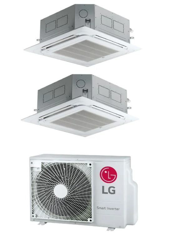 lg condizionatore a cassetta dual split lg standard 918 btu con mu3r19 r 32 wi fi optional con pannello