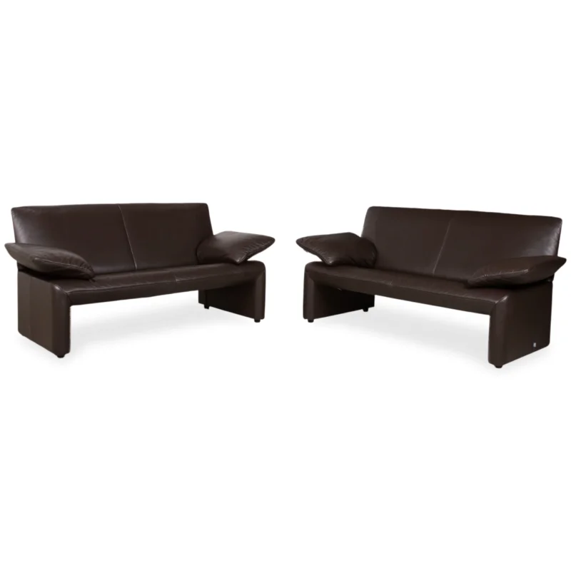 Jori Linea Garnitur Leder 2x Zweisitzer Braun manuelle Funktion Sofa Couch