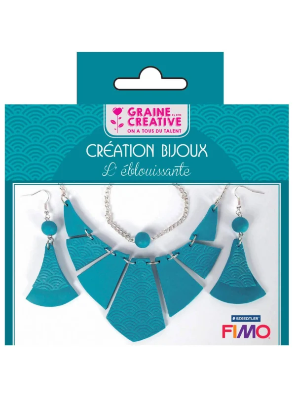 Kit création de bijoux parure pour adulte turquoise en pâte fimo