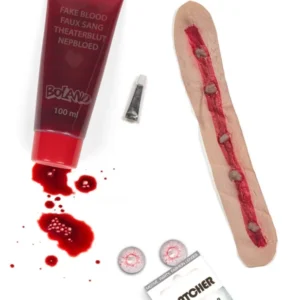 Kit zombie pour adulte avec faux sang cicatrice et lentilles de contact