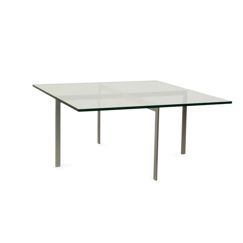 Knoll International Barcelona Glas Couchtisch Chrom