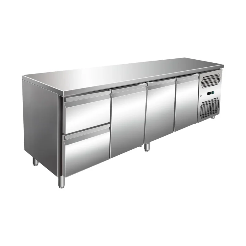 VIP Kühltisch mit 1x 2 Schubladen und 3 Türen -2 bis +8°C 2230x600x860 mm von A & S Gastro – Kühltische für die Gastronomie