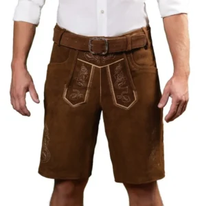Lederhose Bruin Kort Brixental van Partychimp koop je bij Partywinkel