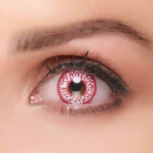 Lentilles fantaisie oeil injecté de sang pour adulte rouges et blanches
