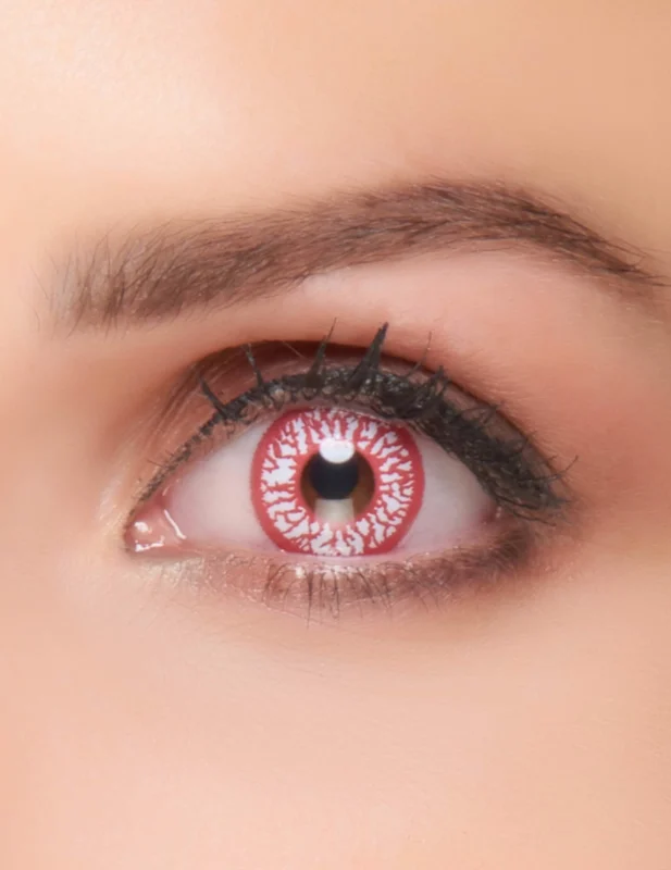 Lentilles fantaisie oeil injecté de sang pour adulte rouges et blanches