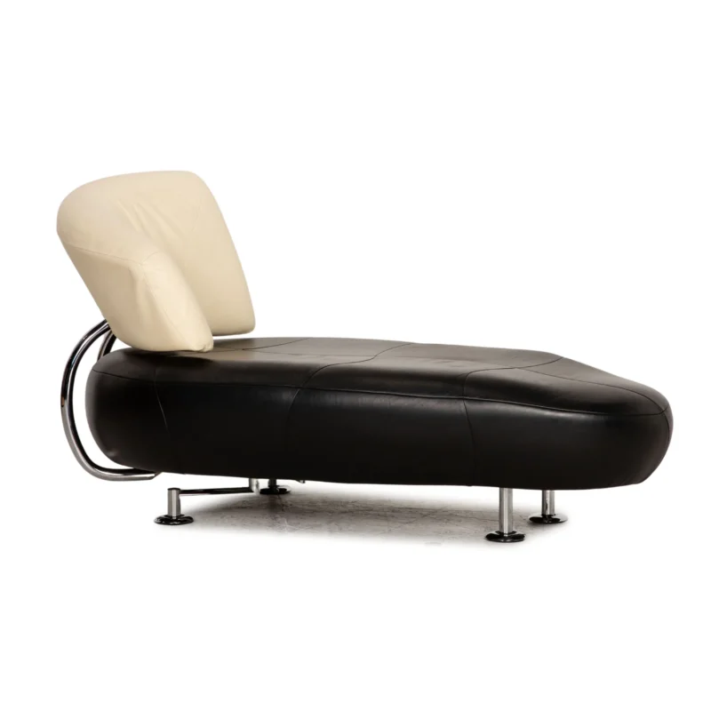 Leolux Kikko Leder Zweisitzer Schwarz Weiß Sofa Couch