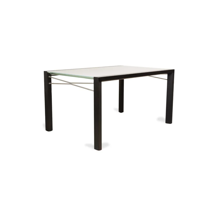 Ligne Roset Estensia Glas Esstisch Weiß Schwarz Ausziehfunktion 140-260 x 95 cm
