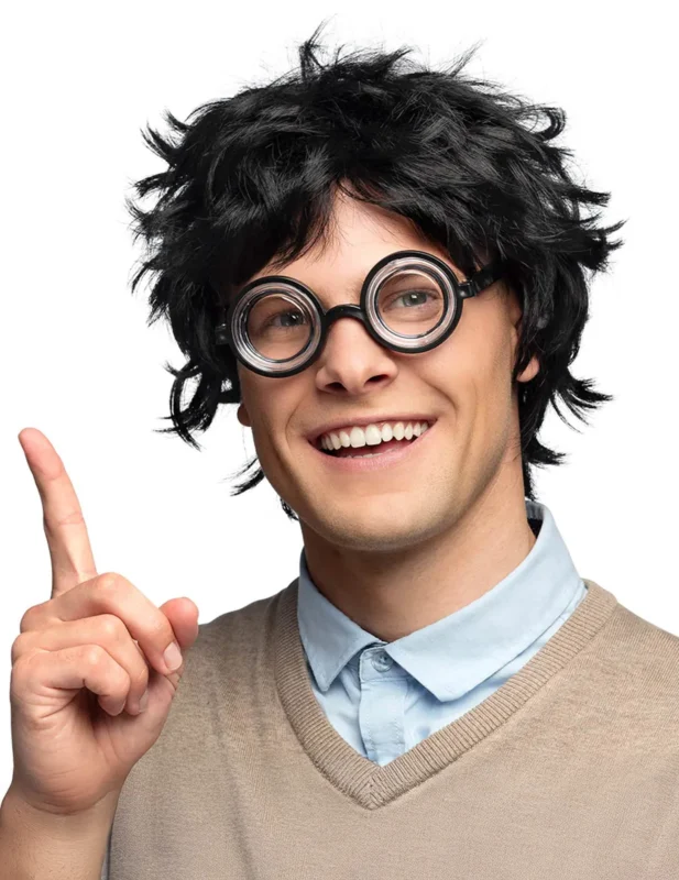 Lunettes idiot effet bocal pour adulte noires à verres épais
