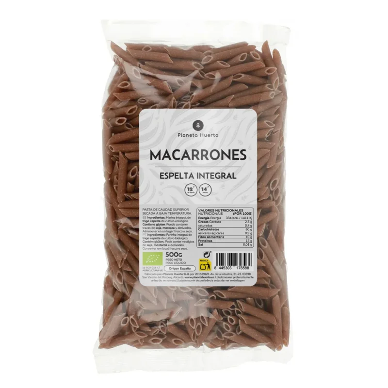 Dinkel-Vollkorn-Makkaroni ECO Planeta Huerto 500gr