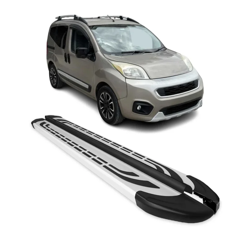 Trittbretter Seitenschweller Seitenbretter für Fiat Qubo 2008-2021 Alu Grau