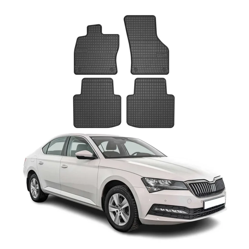 OMAC Gummi Fußmatten für Skoda Superb 2015-2024 Automatten Gummi Schwarz 4tlg