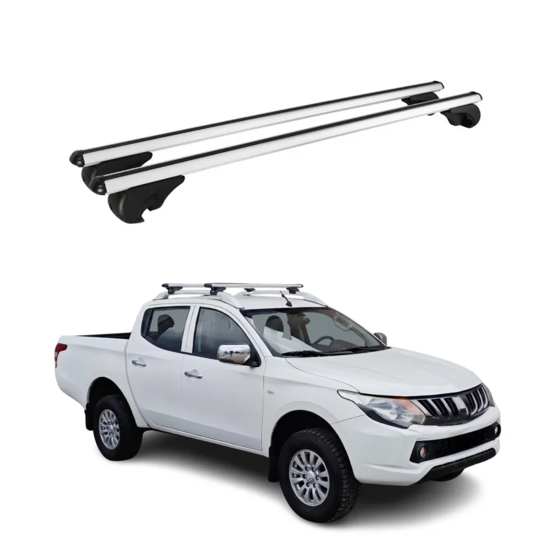 Dachträger Grundträger für Mitsubishi L200 V 2015-2023 TÜV Aluminium Silber 2tlg