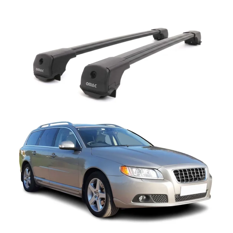 Dachträger Grundträger für Volvo V70 III 2008-2016 Aluminium 75kg Schwarz 2tlg
