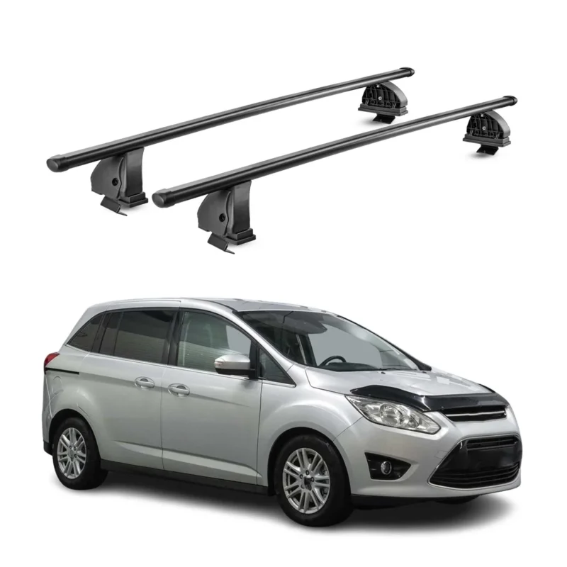 Stahl Dachträger für Ford C-Max II 2010-2019 TÜV Abschließbar 2tlg Schwarz