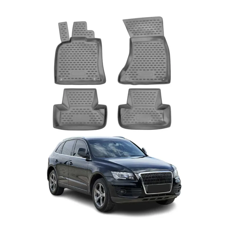 OMAC Gummimatten Fußmatten für Audi Q5 8RB 2008-2017 TPE Automatten Grau 4x