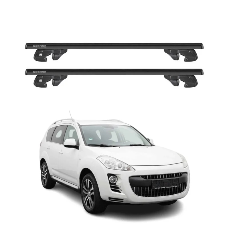 Dachträger Grundtäger für Peugeot 4007 2007-2012 Aluminium 90kg TÜV Schwarz 2tlg