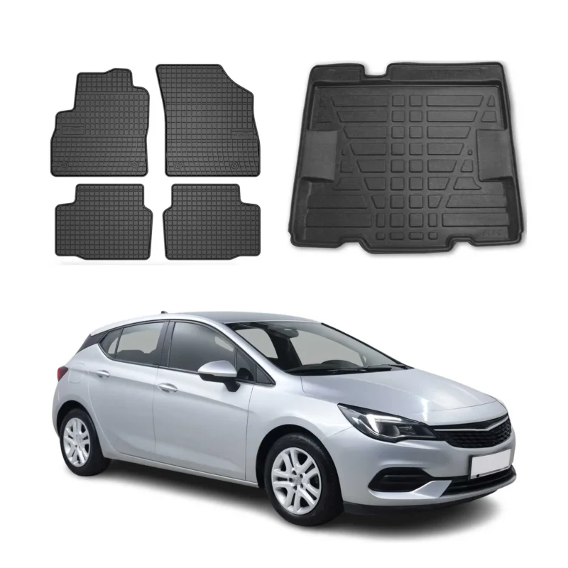 Fußmatten & Kofferraumwanne Set für Opel Astra K 2019-2021 Untere Gummi TPE 5x