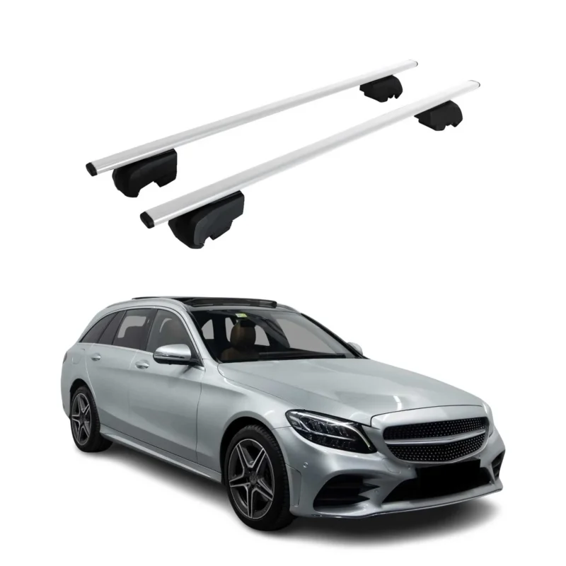 Dachträger Gepäckträger für Mercedes C-Klasse S205 2014-2021 ABE Silber 2x