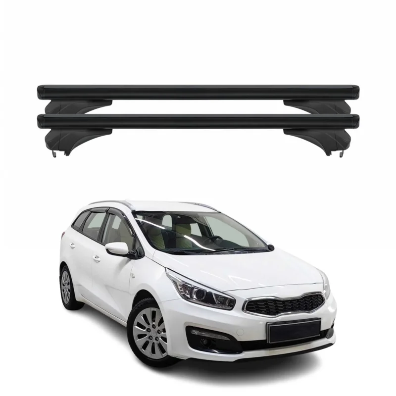 Menabo Dachträger für KIA Cee'D Sportswagon 2012-2018 Aluminium Schwarz 2 tlg