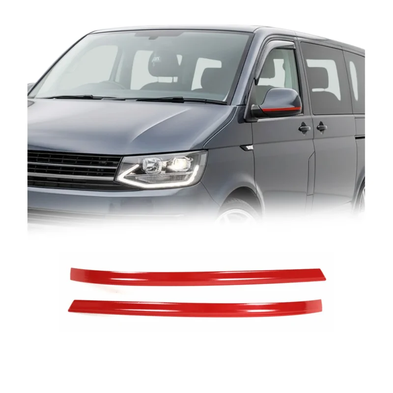 Spiegelkappen Leiste für VW T6 T6.1 Transporter 2015-2024 Edelstahl Rot 2tlg