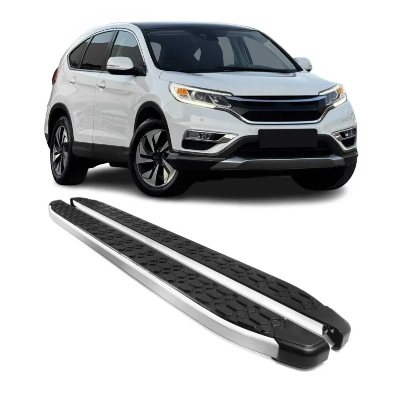 Alu Trittbretter Seitenschweller für Honda CR-V IV 2013-2018 Schwarz Silber 2tlg