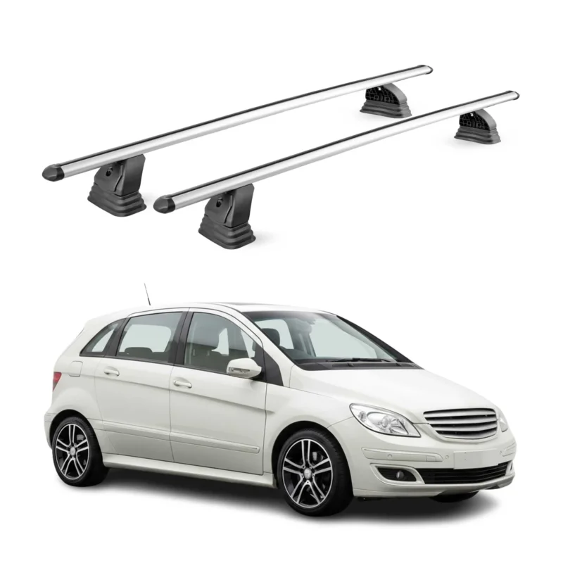 Alu Dachträger für Mercedes B Klasse W245 2005-2011 TÜV T-Nut 75 kg 2tlg Silber
