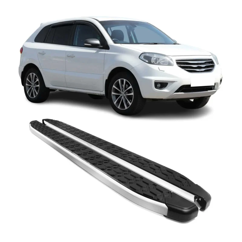 Alu Trittbretter Seitenschweller für Renault Koleos I 2008-2015 Schwarz Silber