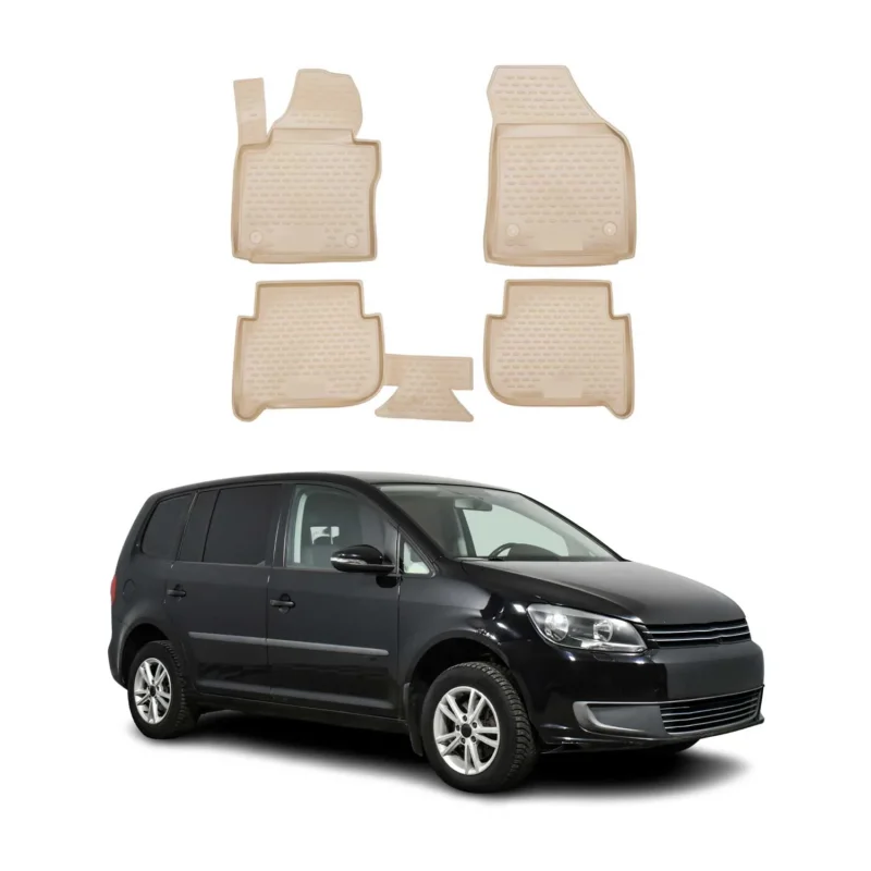 OMAC Gummimatten Fußmatten für VW Touran 2003-2015 5Sitze TPE Automatten Beige