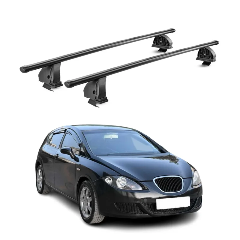 Stahl Dachträger für Seat Leon II 2005-2012 TÜV Abschließbar 75 kg 2tlg Schwarz