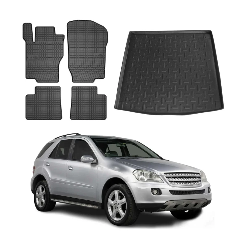 Fußmatten & Kofferraumwanne Set für Fiat Freemont 2011-2016 Gummi Schwarz 5x