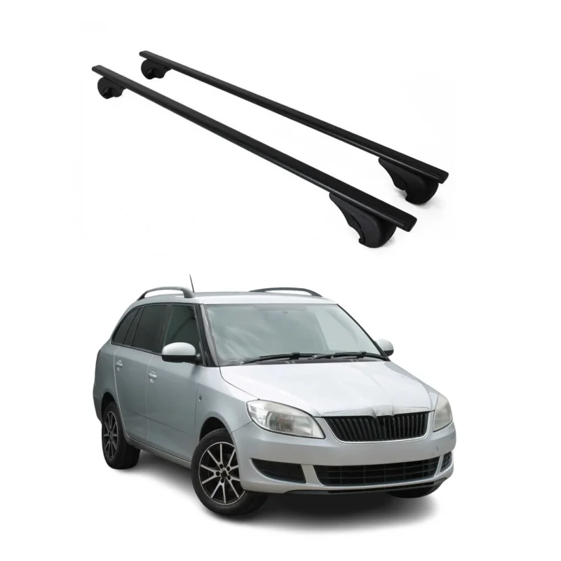 Dachträger Grundträger für Skoda Fabia mk2 2007-2014 75kg Stahl Schwarz 2 tlg