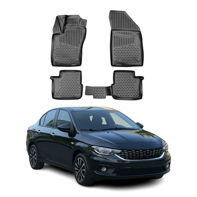OMAC Gummimatten Fußmatten für Fiat Tipo Limo 2015-2026 Gummi TPE Schwarz 4 tlg
