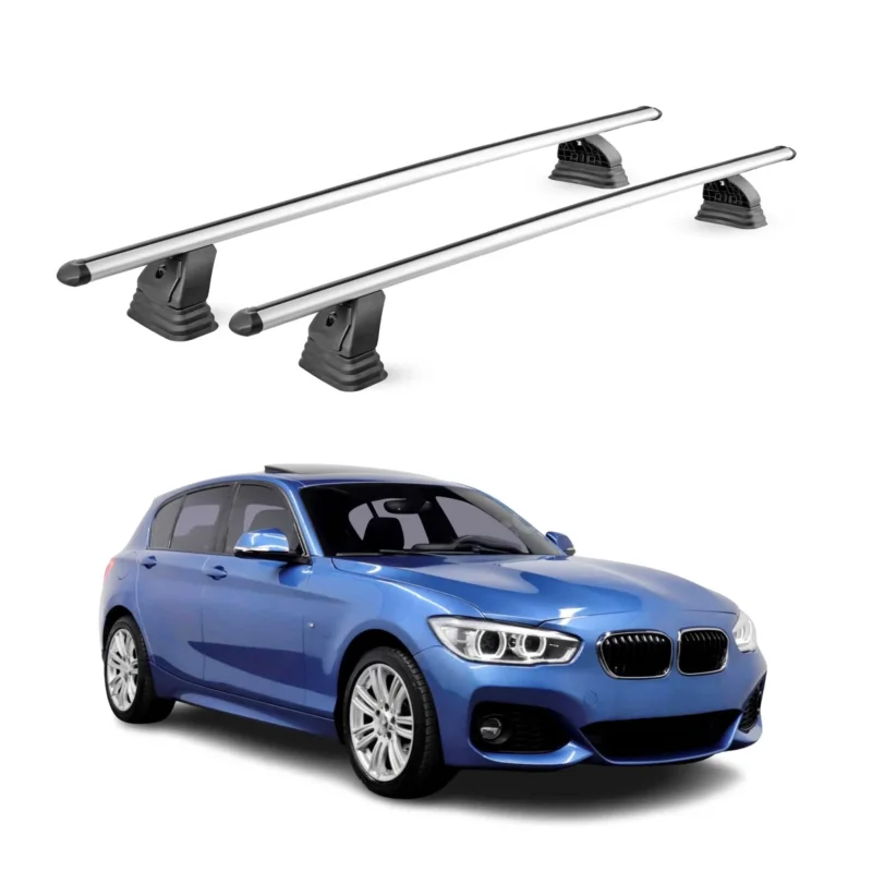 Alu Dachträger für Bmw 1er F20 F21 2012-2019 TÜV T-Nut Abschließbar 2tlg Silber