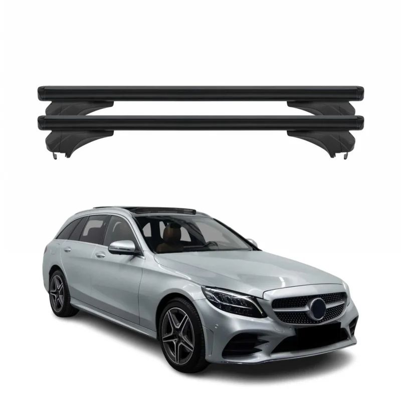 Menabo Dachträger für Mercedes C Klasse Kombi S205 2014-21 Aluminium Schwarz 2x