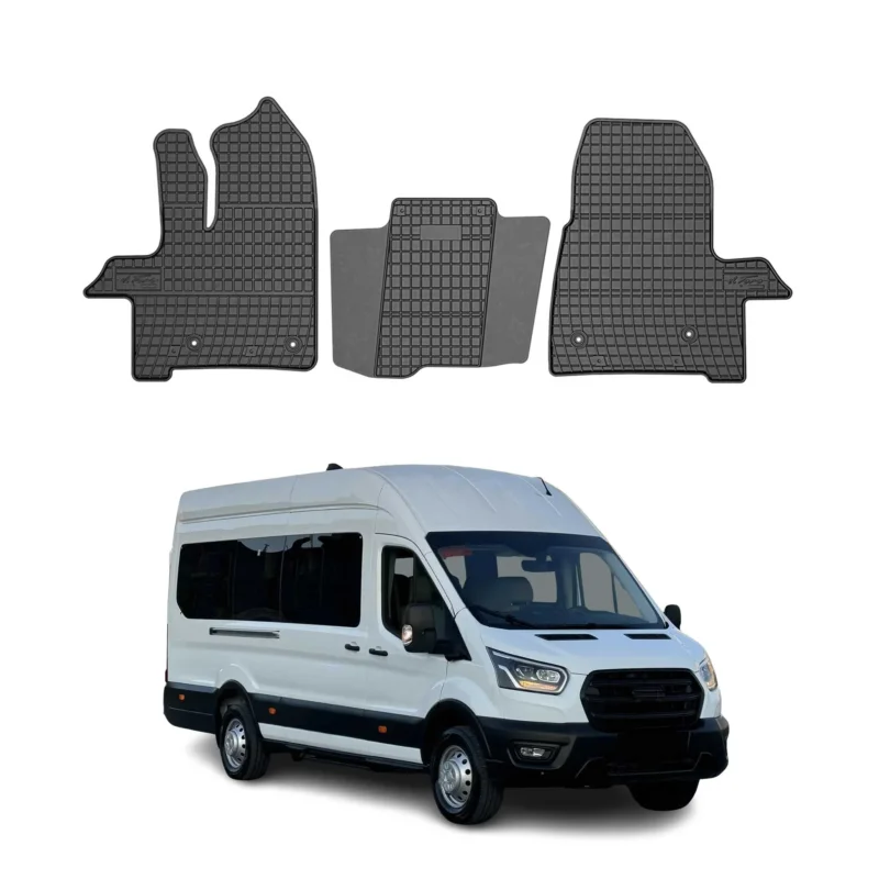 OMAC Gummi Fußmatten für Ford Transit Van 2019-2026 Automatten Gummi Schwarz 3x
