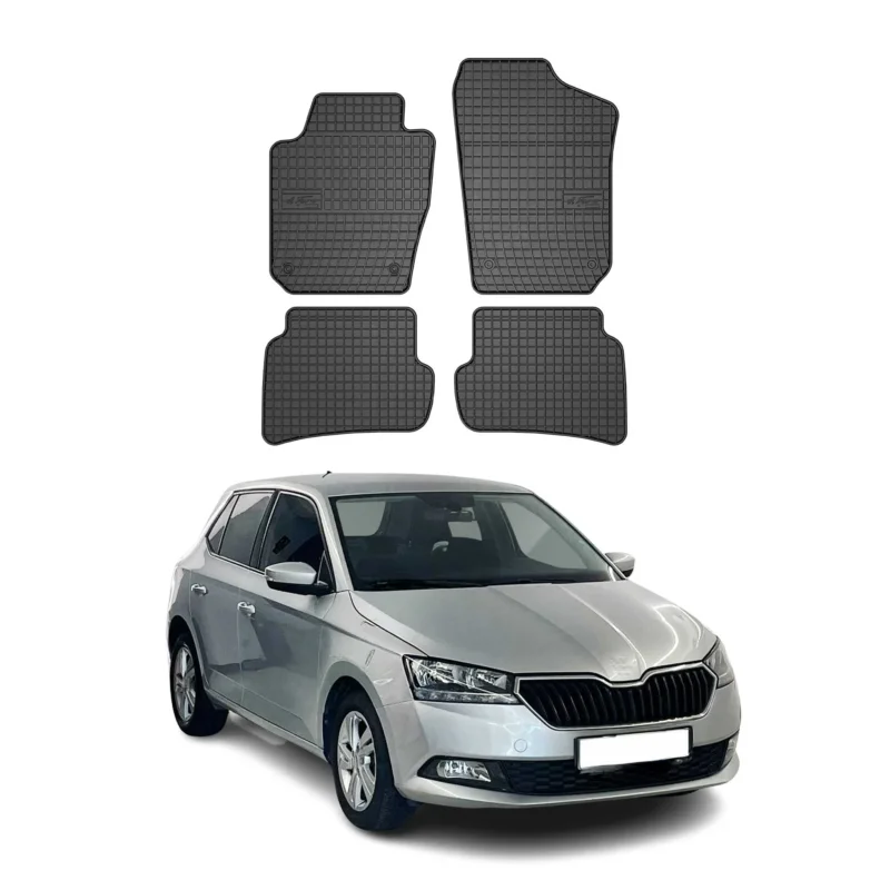 OMAC Gummi Fußmatten für Skoda Fabia III 2014-2021 Automatten Gummi Schwarz 4tlg