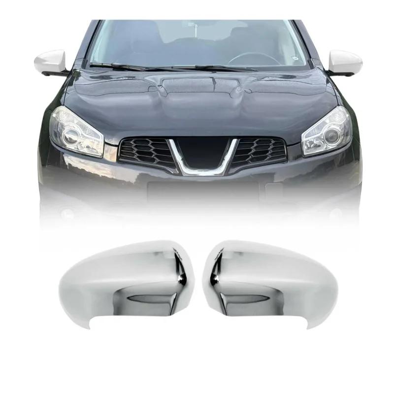 Spiegelkappen Spiegelabdeckung für Nissan Qashqai J10 2006-2014 Chrom ABS Silber